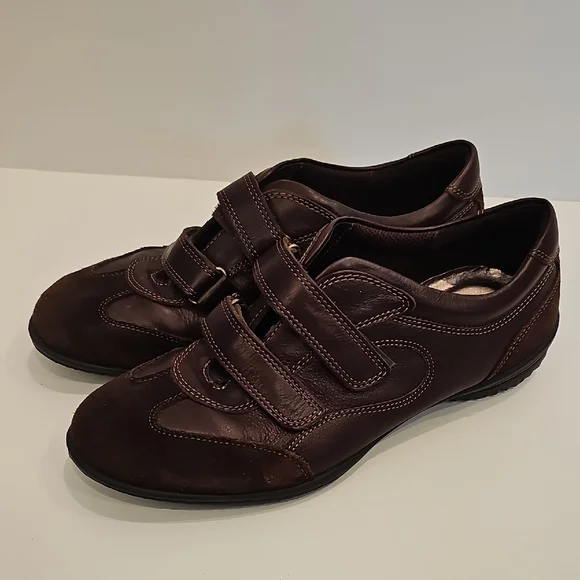 Ecco Womens Babette Dark Brown Leather Hook & Loop Sneskers Size 38 - Picture 5 of 9
